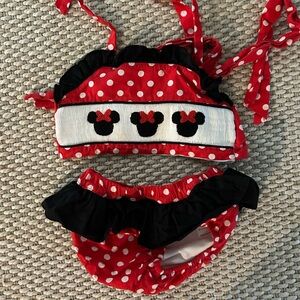 Smocked Disney Minnie Mouse swim set with ruffles 4T